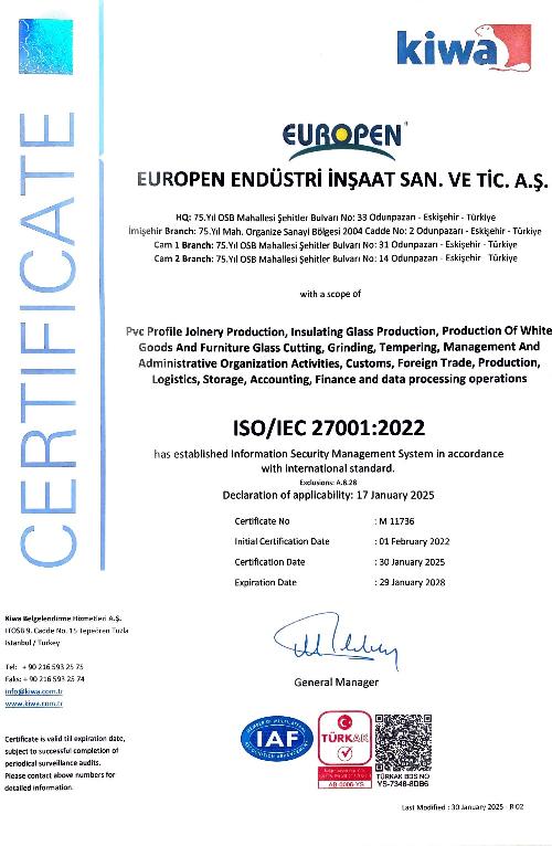 Europen Endüstri ISO 27001-2022 EN