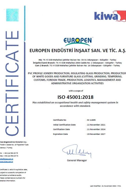 EUROPEN ENDÜSTRİ - ISO 9001 14001 45001 EN-3