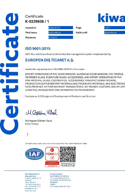Europen Dış Ticaret-ISO 9001-2015 Sertifika_En