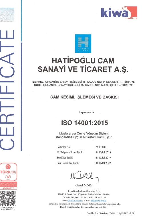 HATİPOĞLU CAM ISO 14001 2015 TR