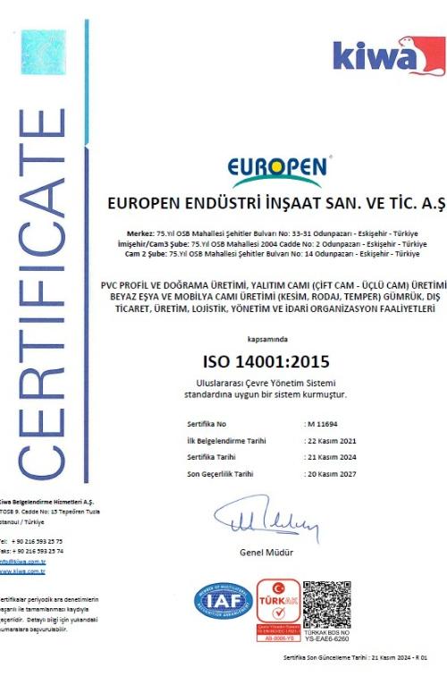 EUROPEN ENDÜSTRİ - ISO 9001 14001 45001 TR-2
